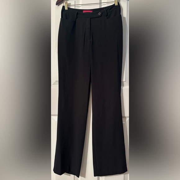 ALICE + OLIVIA Vtg 6 Black Flat Front Slash Pockets Classic Trousers Minimalist - Picture 1 of 10